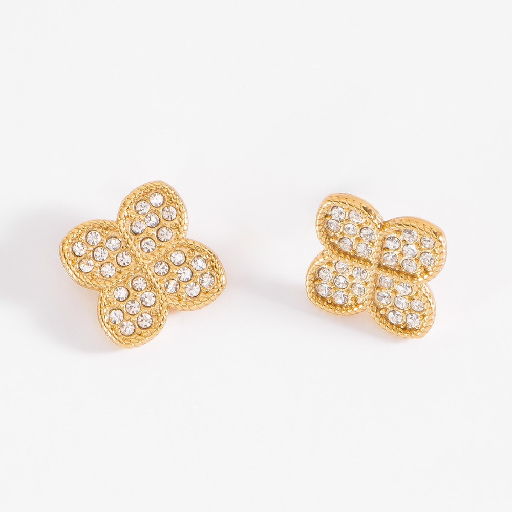 r earrings with crystal stones in gold plating  - Set comes with Necklace )